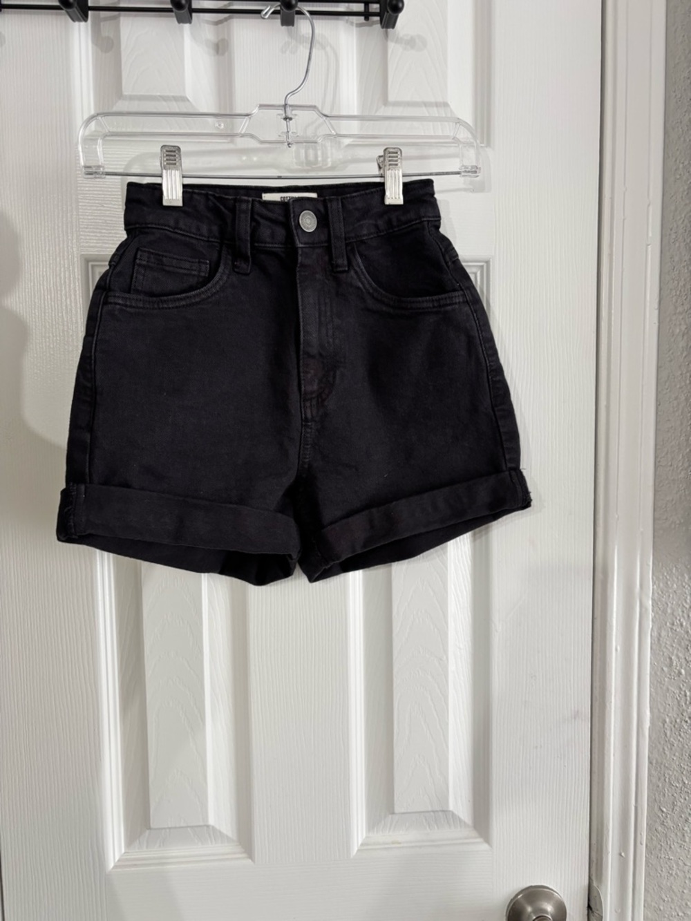Cotton On Black High-Waist Rolled Hem Jean Shorts - Picture 2 of 7